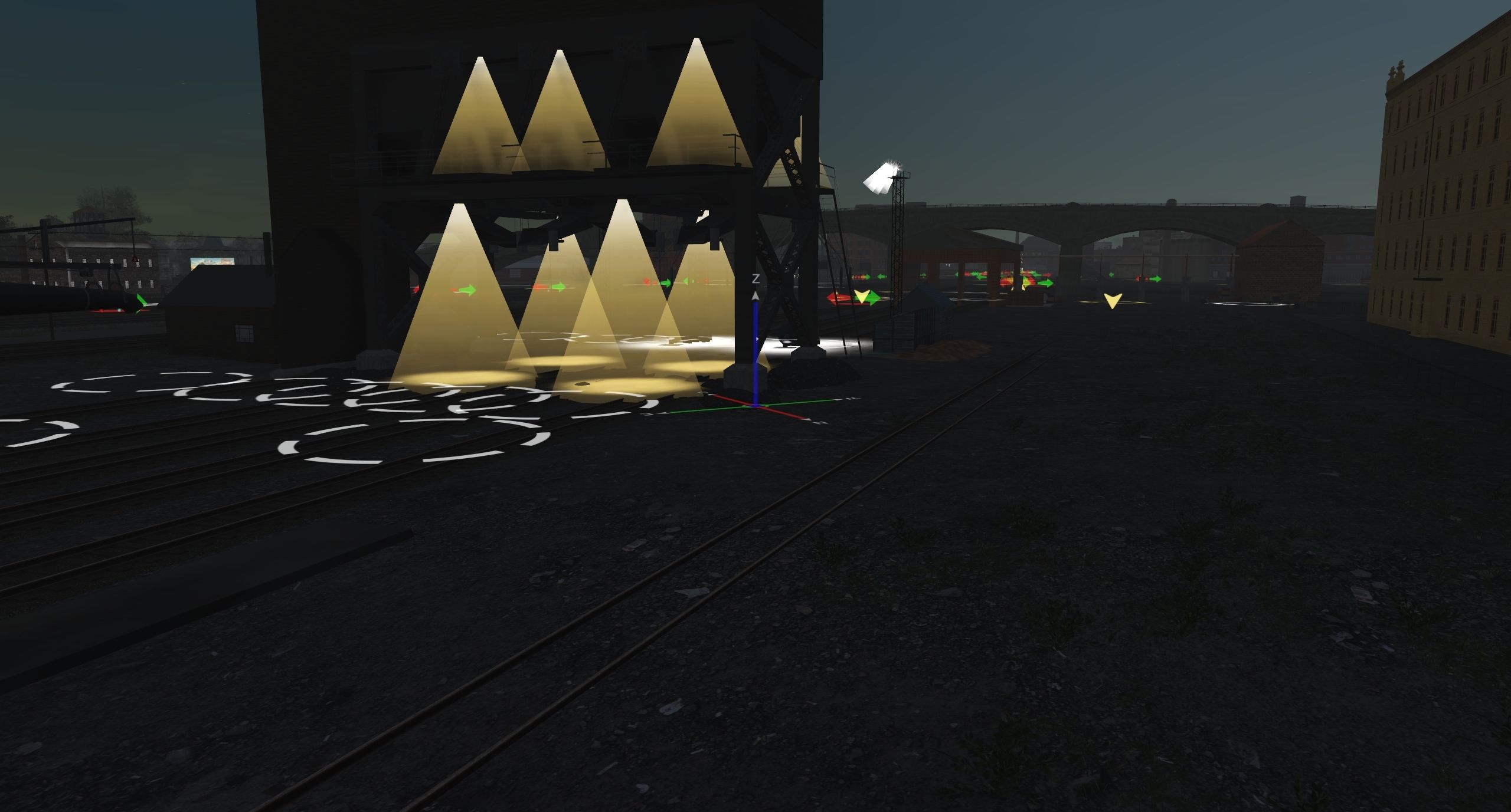Overhead lights with light cone Trainz